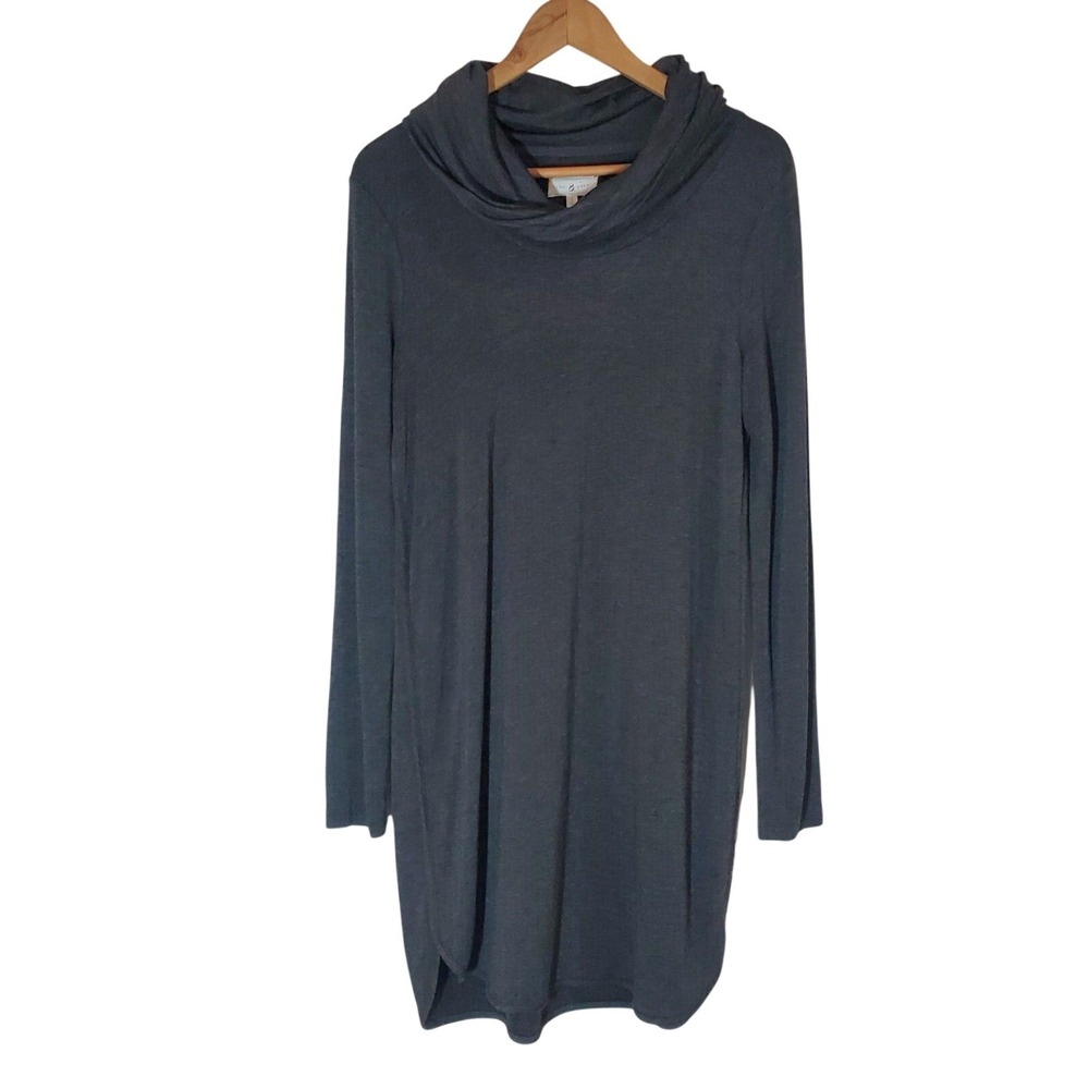 Lou & Grey Signature Soft Cowl Neck Dress Gray Long Sleeve Tunic Size Small NWT